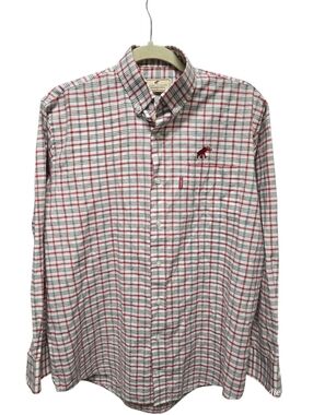 TuskWear Alumni Check Dress Shirt White Plaid Button-Down Shirt Sz. S